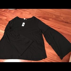 Black flared sleeve top